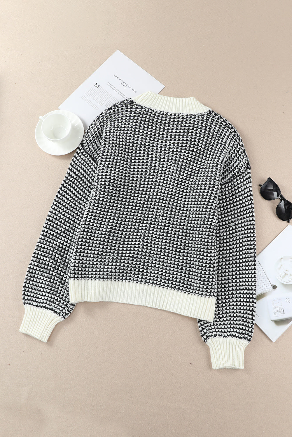 Be Beautiful Be You Waffle-Knit Drop Shoulder Button-Down