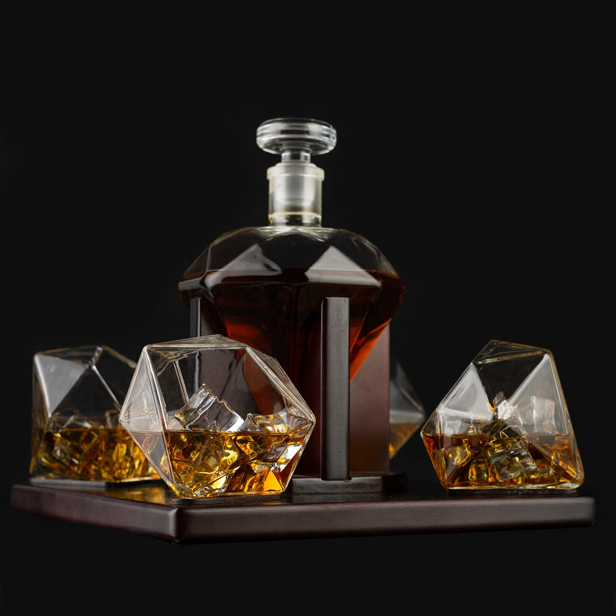 Diamond Whiskey and Wine Decanter, Great Gift! 750ml With 4