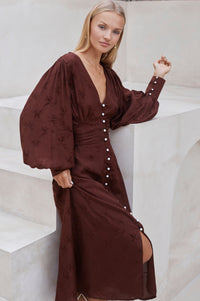Thumbnail for Juliette Pearl Buttons Midi Dress